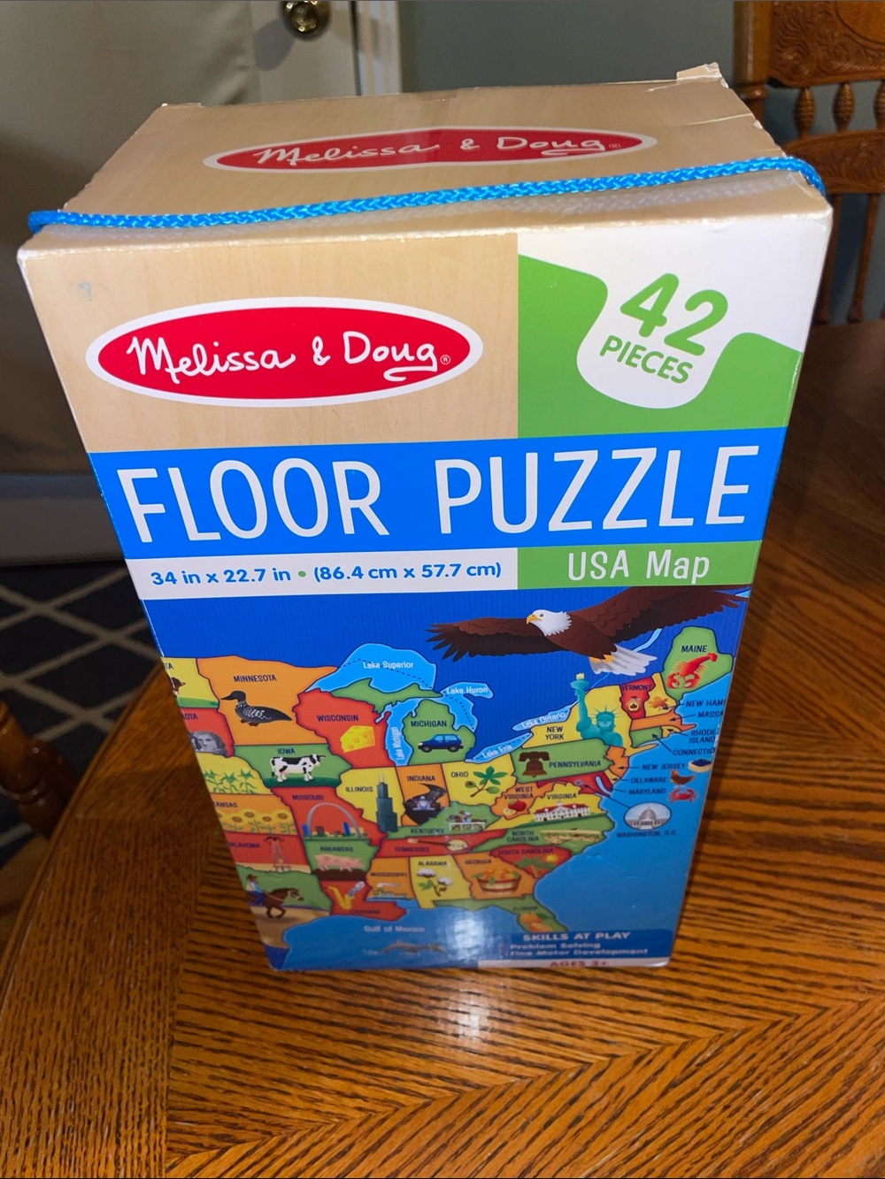Melissa & Doug 42 Large Pcs USA Map Floor Puzzle 34"x22.7" Ages 3+